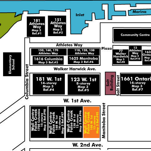Wall Centre False Creek East One location map 2