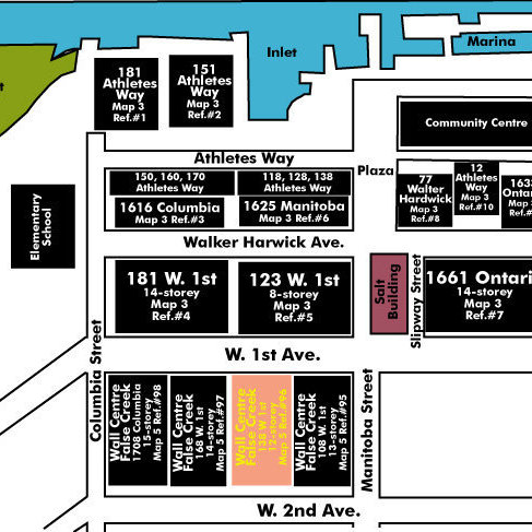 Wall Centre False Creek East 2 Tower location map 1