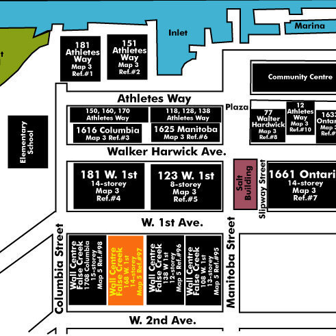 Wall Centre False Creek West 2 Tower location map 2