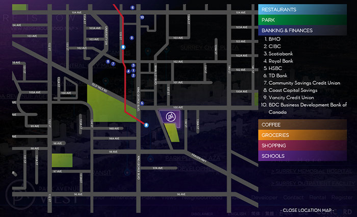 Park Avenue West Townhomes location map 2