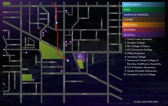 Park Avenue West Townhomes location map 7