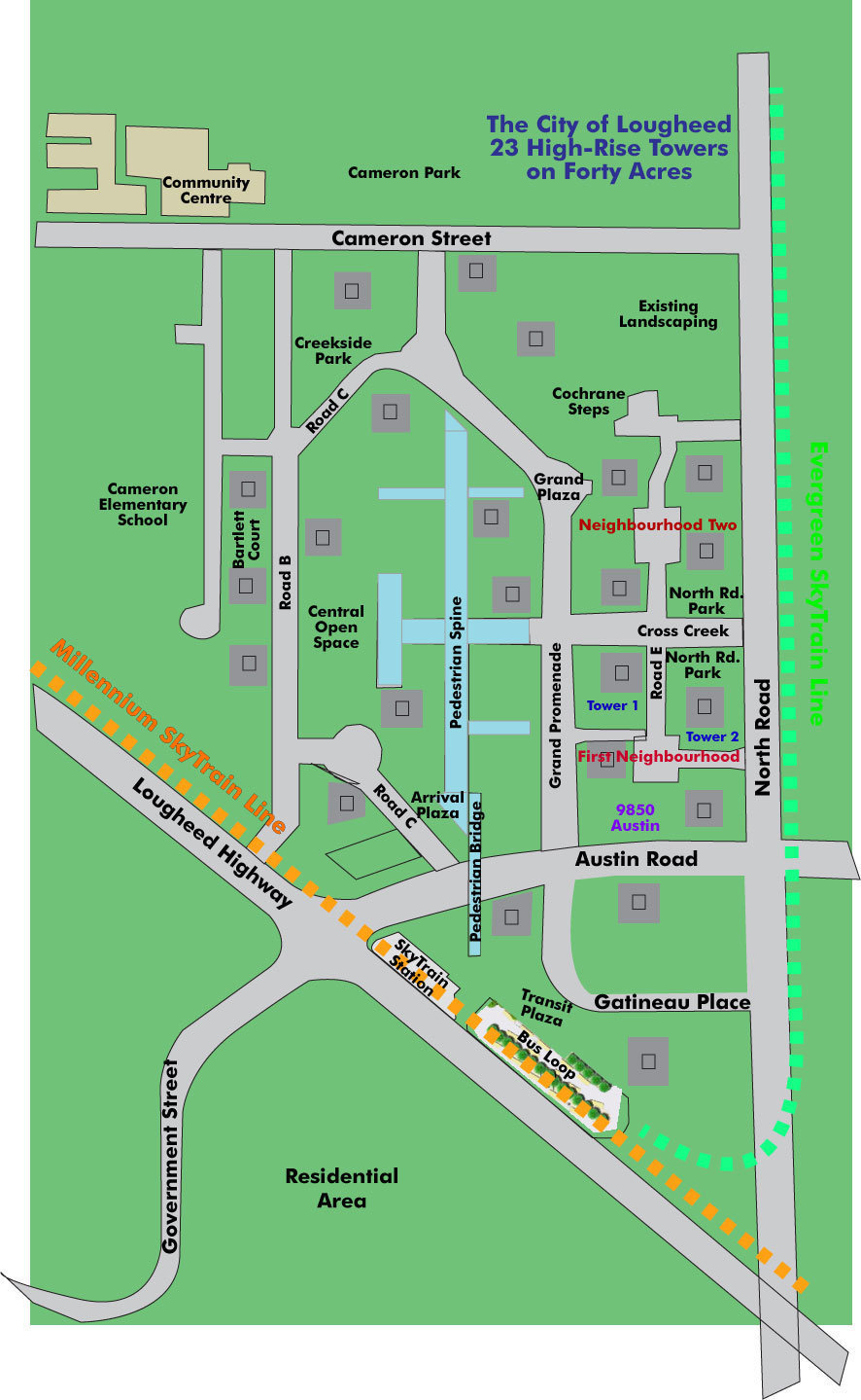 The City of Lougheed - Neighbourhood One - Tower One location map 1