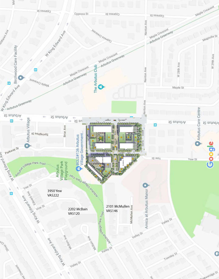 Arbutus Village Shopping Centre location map 1