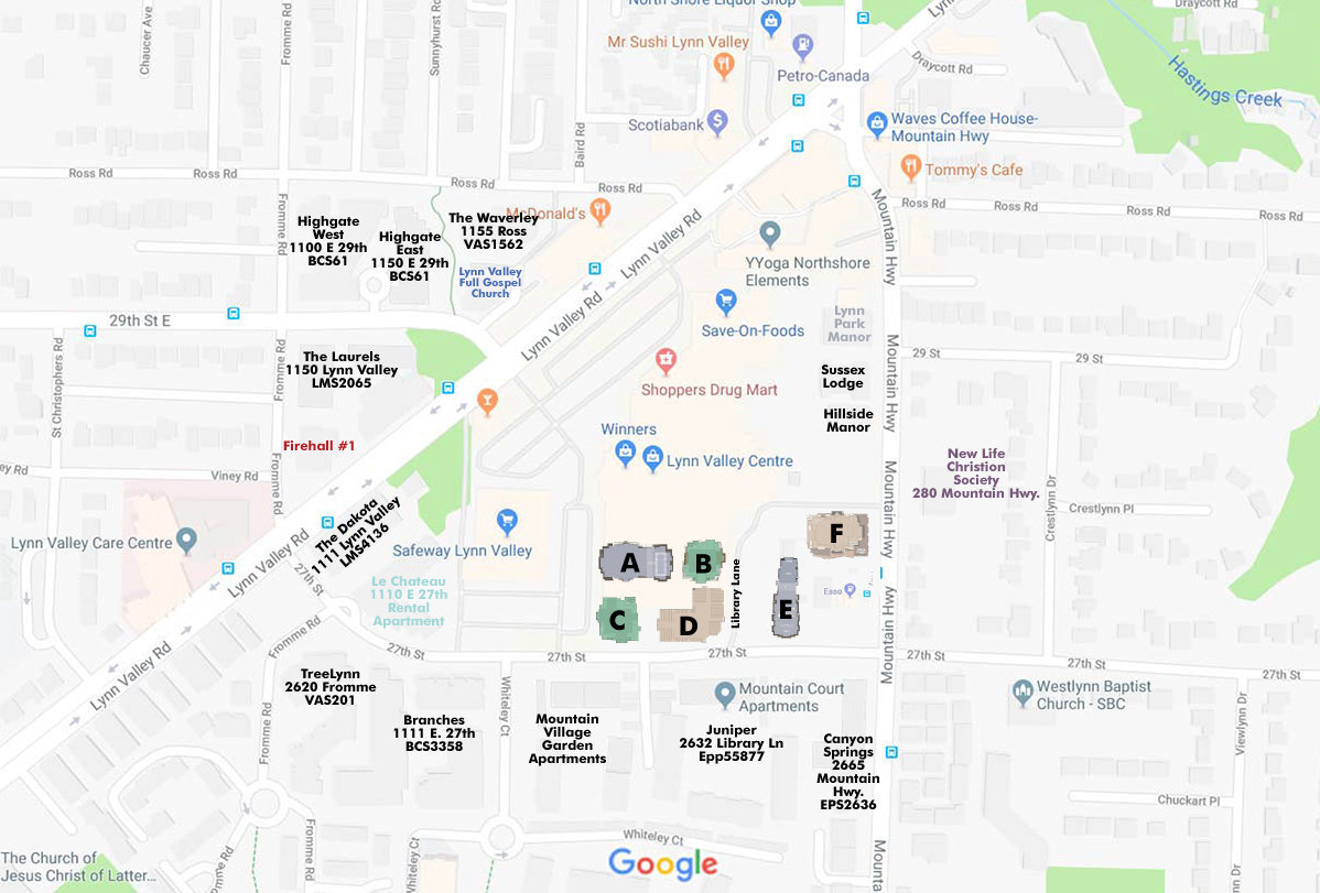 The Residences At Lynn Valley Building E location map 1