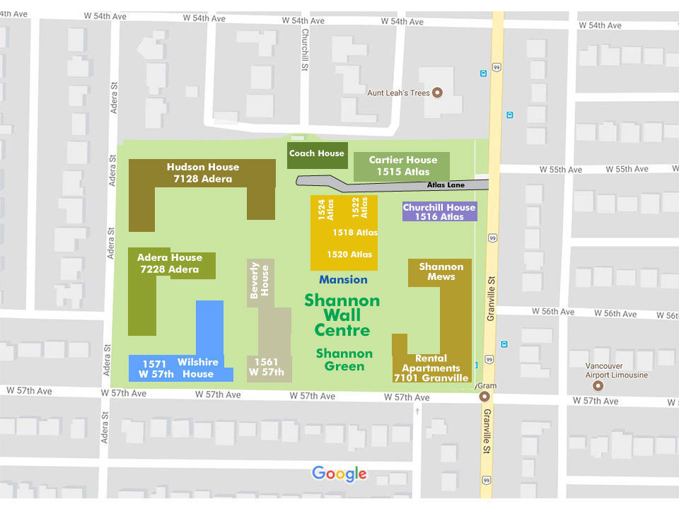 Shannon Wall Centre Kerrisdale - Mansion location map 1