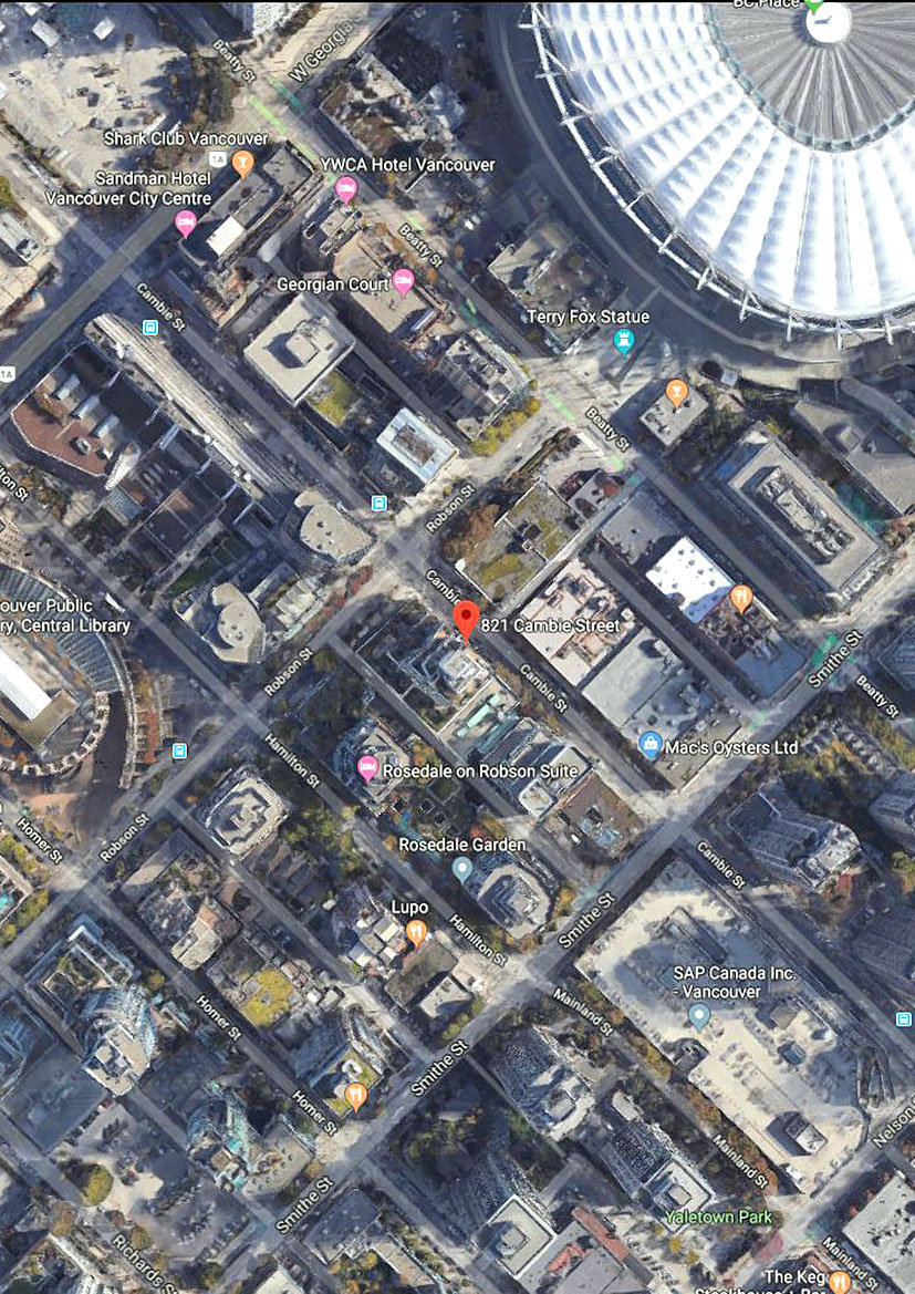 Raffles On Robson location map 1