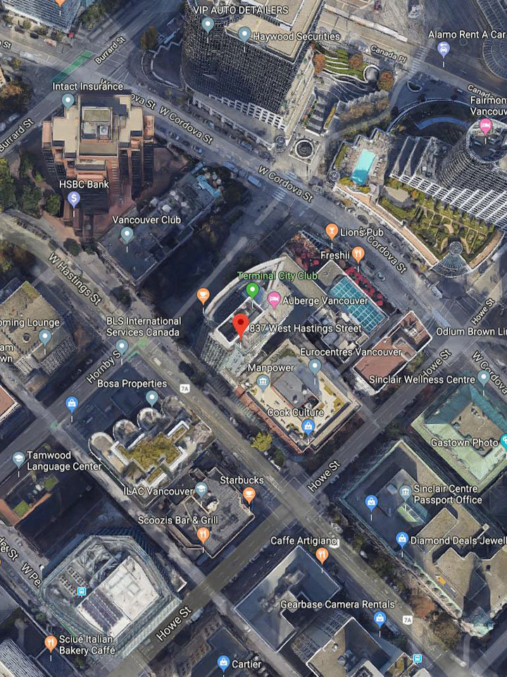 Terminal City Club Tower location map 2