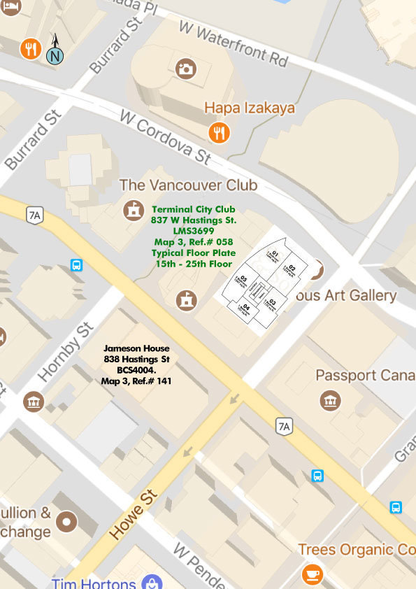 Terminal City Club Tower location map 1