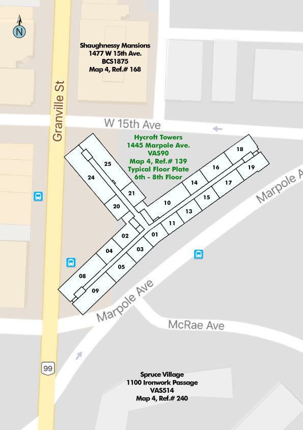 Hycroft Towers location map 1
