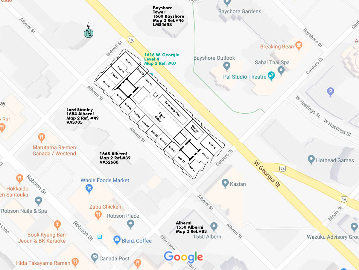 Alberni at Cardero location map 1