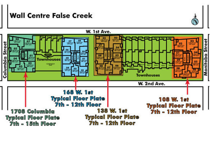Wall Centre False Creek West 1 Tower location map 2