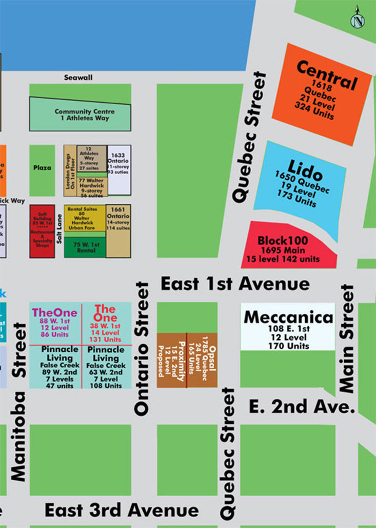 Wall Centre False Creek West 1 Tower location map 3