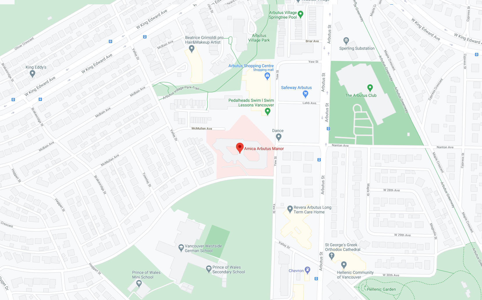 Amica at Arbutus Manor location map 2
