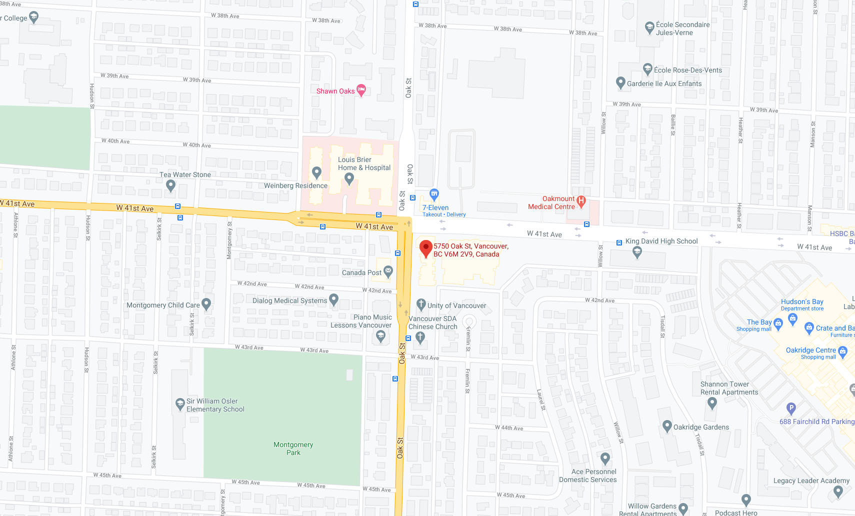 Crowne on Oak location map 1