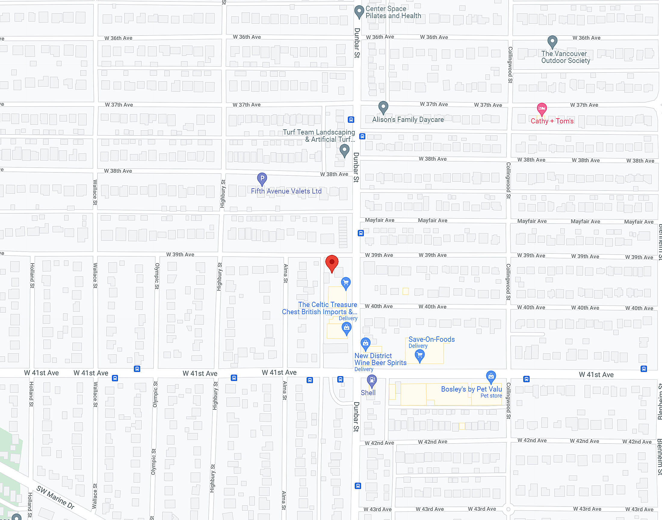 Dunbar at 39th location map 2