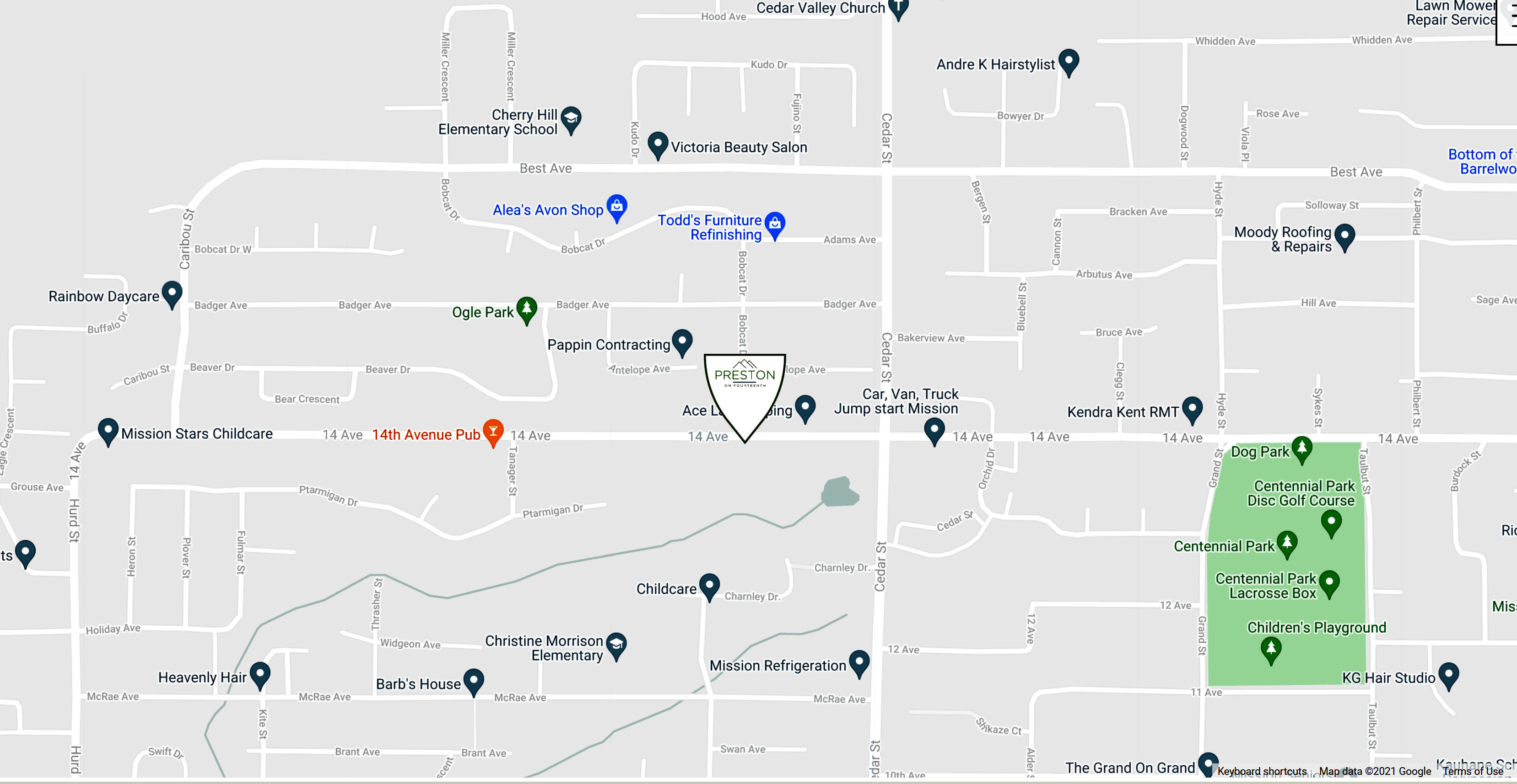 Preston on Fourteenth location map 2