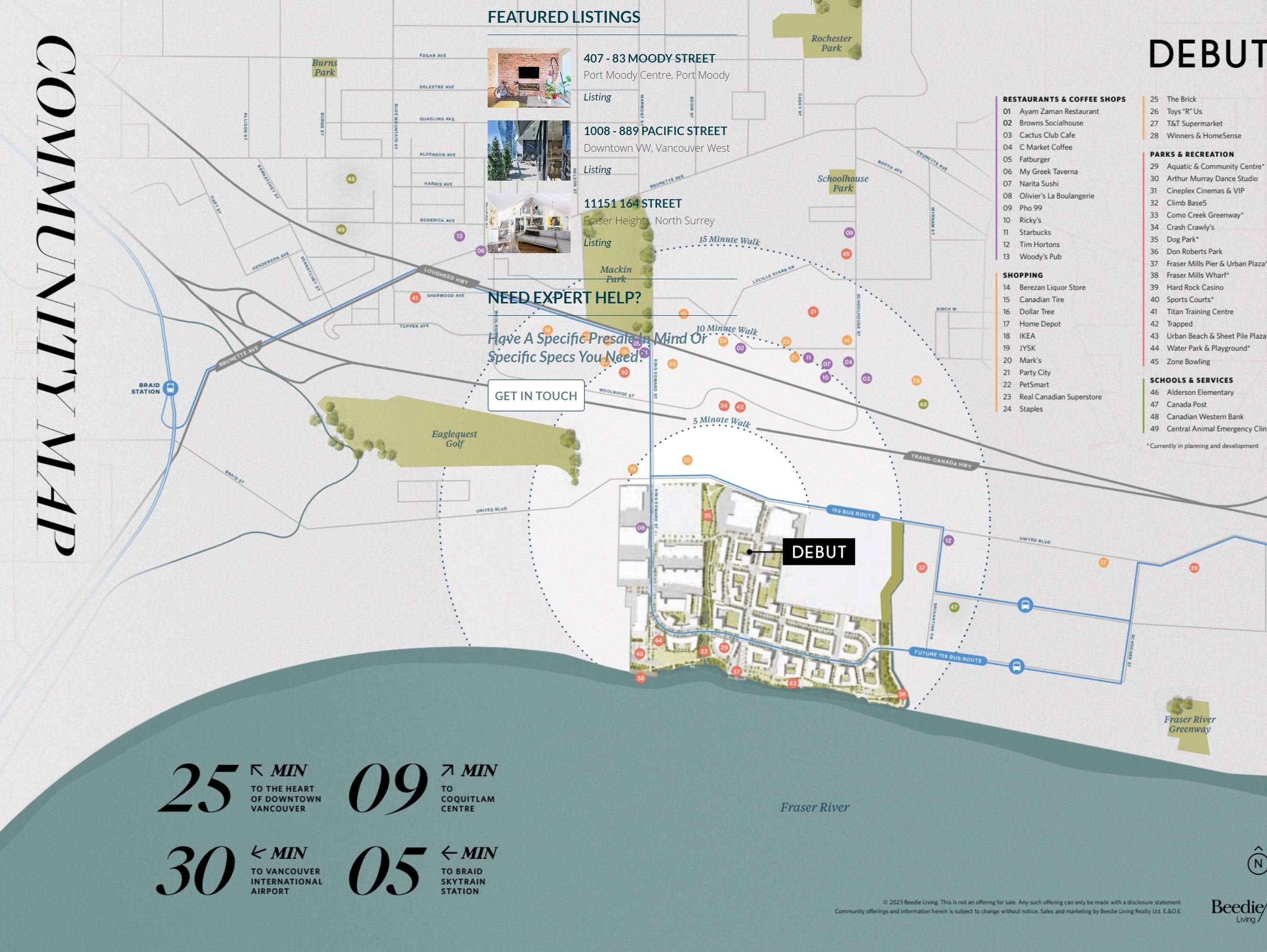 Debut by Beedie Living location map 1