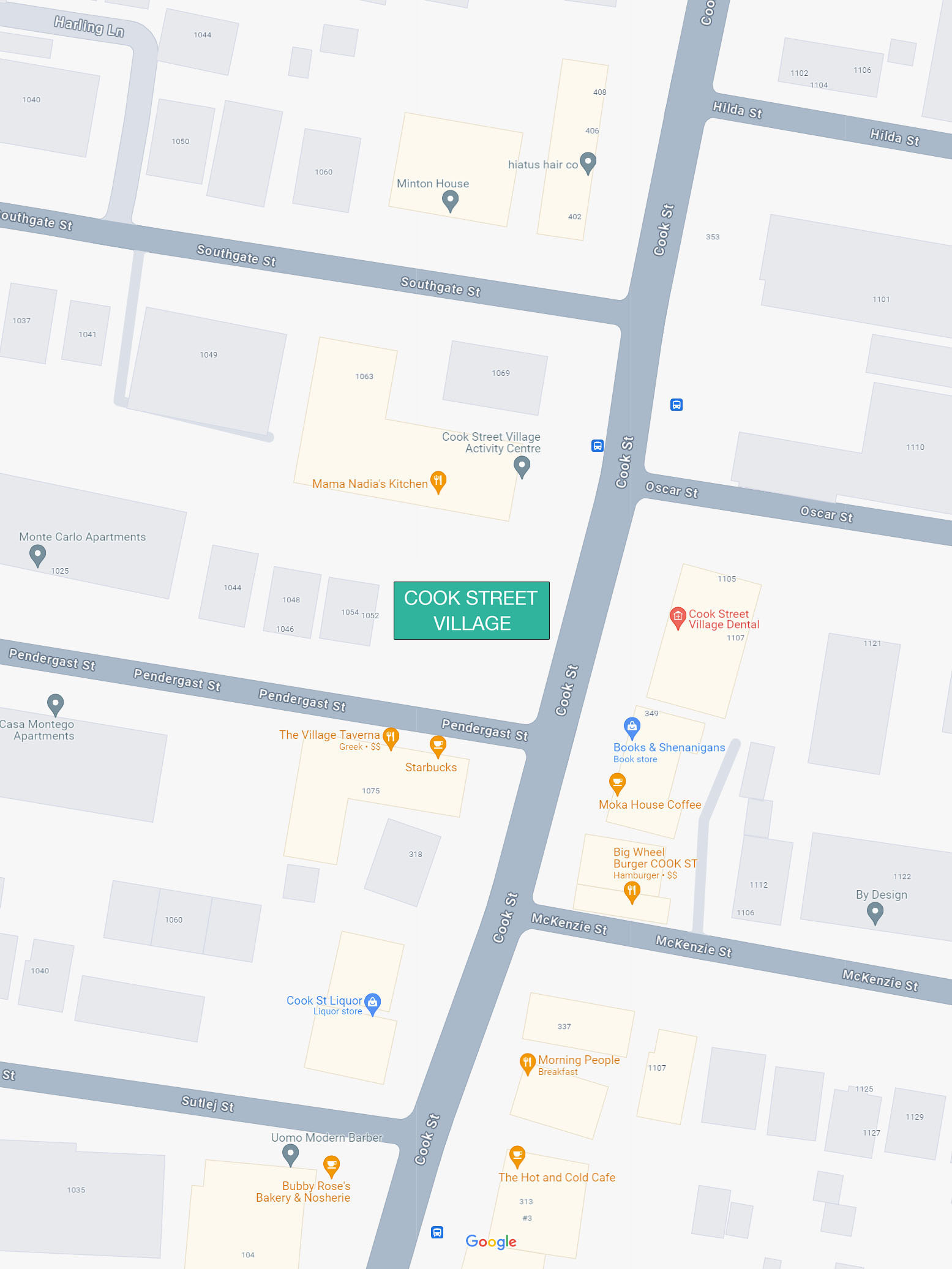 Cook Street Village location map 1