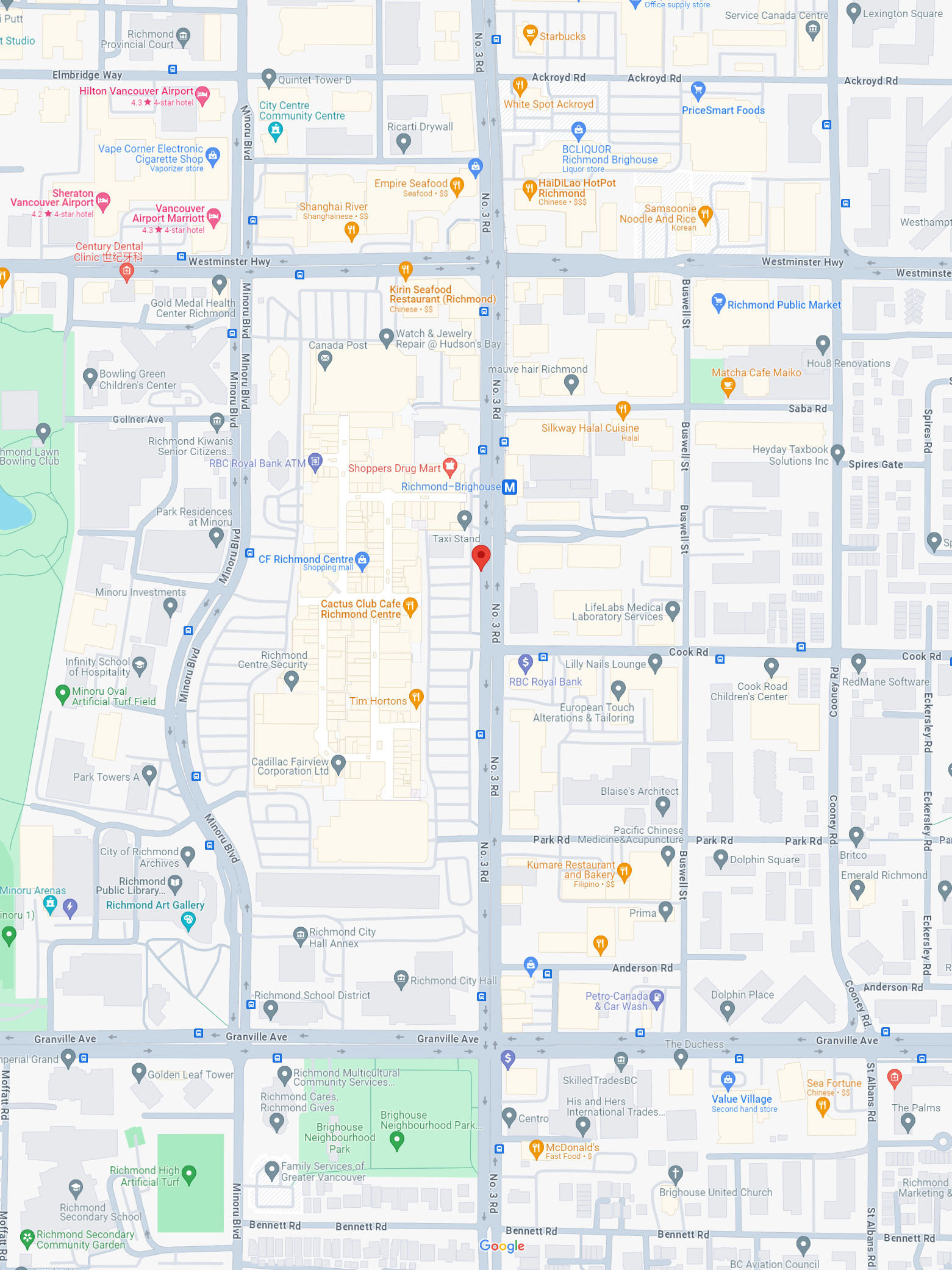 RC At CF Richmond Centre location map 3