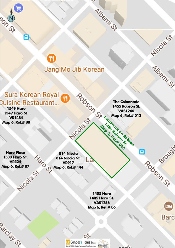 Landmark on Robson location map 1