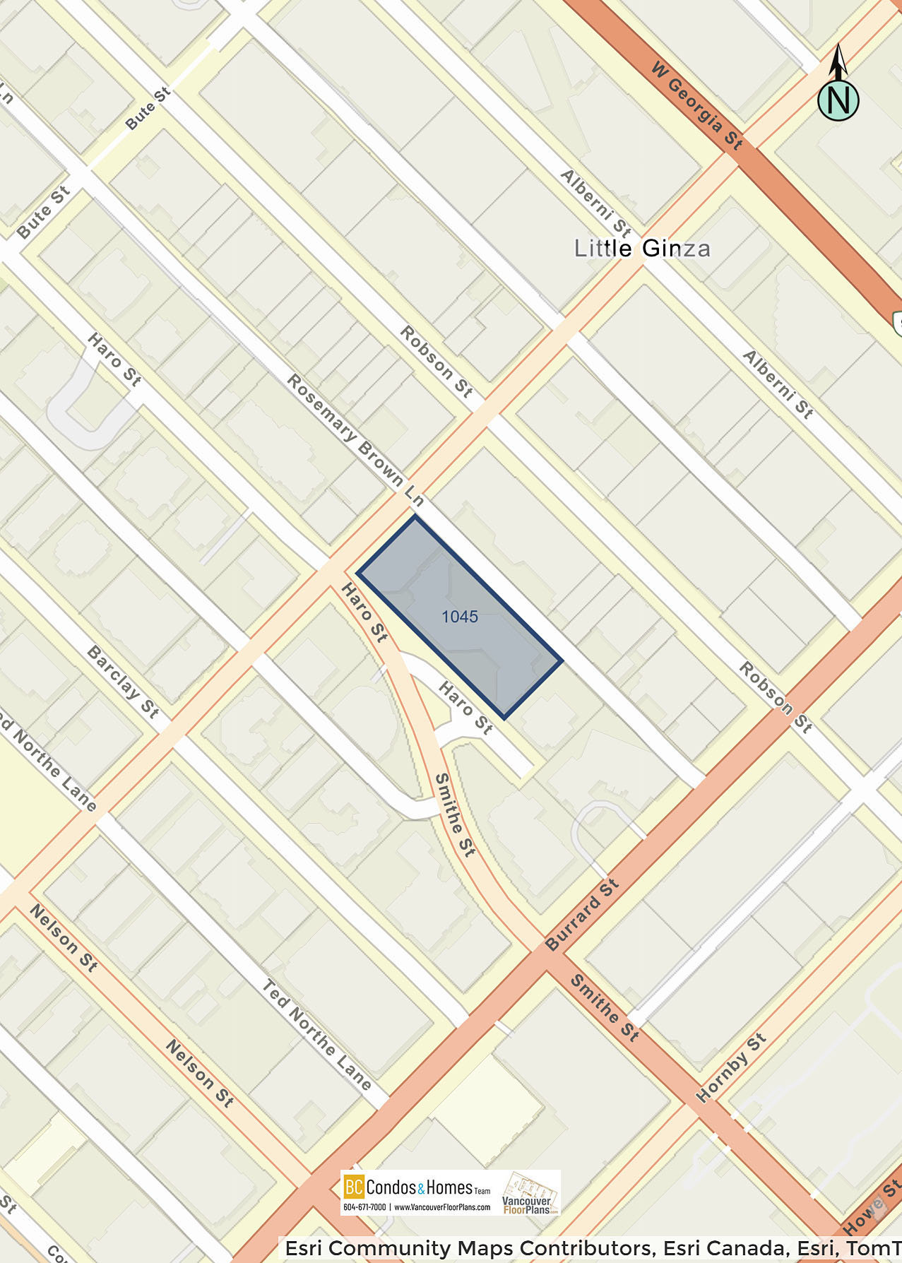 Proposed Purpose Built Rental Building - 1045 Haro St. and 830-850 Thurlow St. location map 3